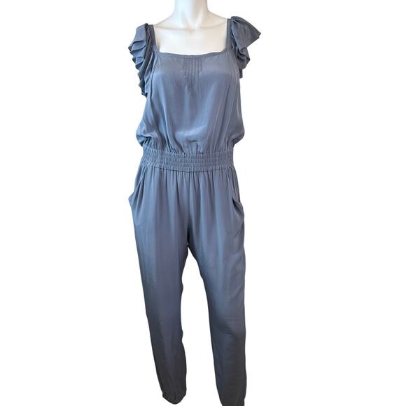 Skaist Taylor Blue Gray Silk Jumpsuit sz 4 - Picture 10 of 10